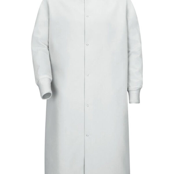 Unisex Gripper-Front Pocketless Butcher Coat With Knit Cuffs Thumbnail